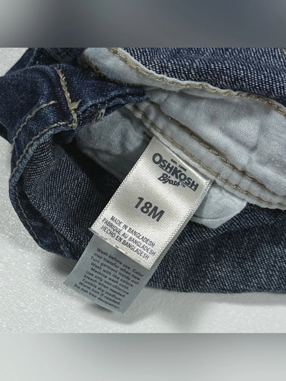 OshKosh B’gosh Boys 18M Denim Shortalls Blue Cotton Overalls Shorts